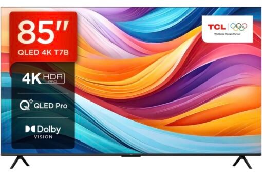 TCL 85T7B, TV QLED 85”, 4K Ultra HD, Google TV (Dolby Vision & Atmos, Controllo vocale hands-free, compatibile con Google assistant & Alexa)